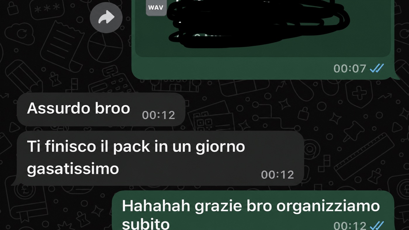 Messaggio reale di un cliente soddisfatto del pack